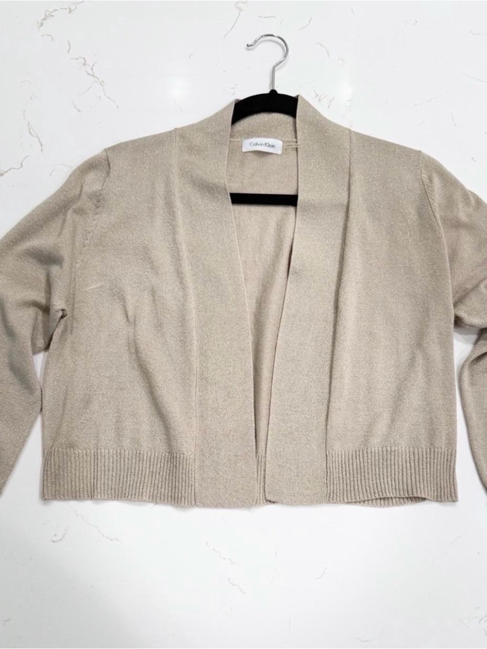 Calvin Klein Open-Front Light Beige Cardigan